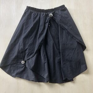 Vintage 90s 1849 Skirt Womens Medium Black Asymmetric Wrap Western Button